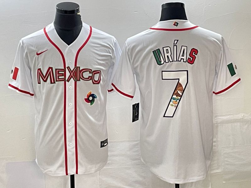 Men 2023 World Cub Mexico #7 Urias White Nike MLB Jersey77